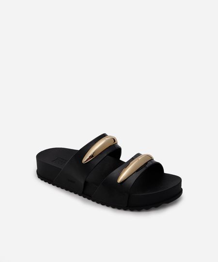 rasteira slide metal zaxy preta 35 rasteira slide metal zaxy preta 35