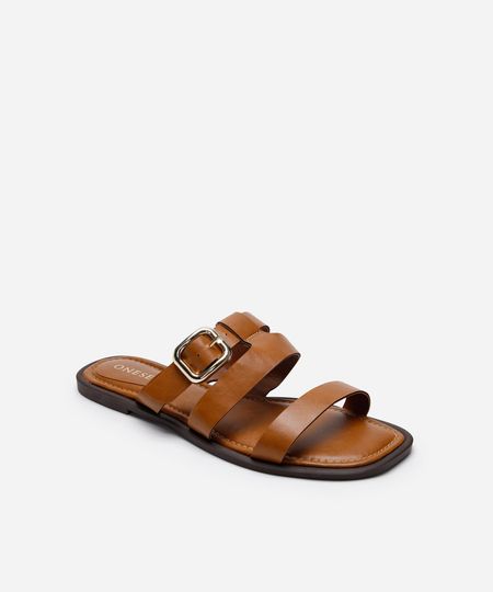 rasteirinha de tiras com fivela oneself marrom 36