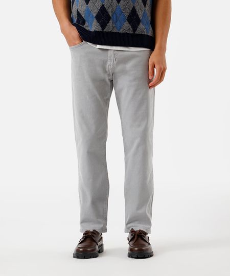 calça slim masculina de sarja cinza 48