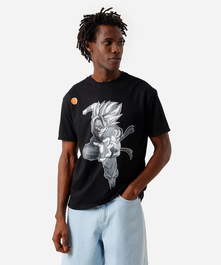 camiseta masculina com algodão dragon ball preta PP