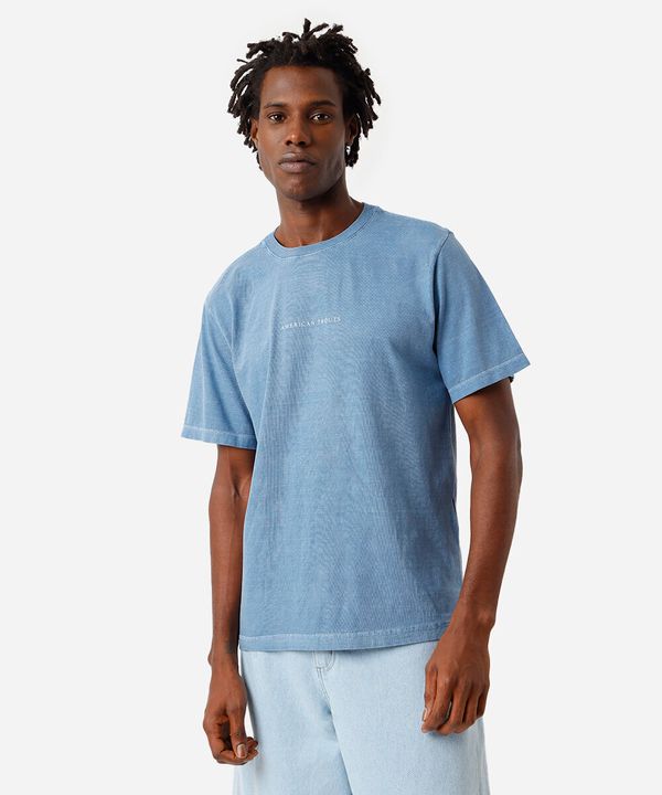 camiseta masculina em algodão estonada azul P