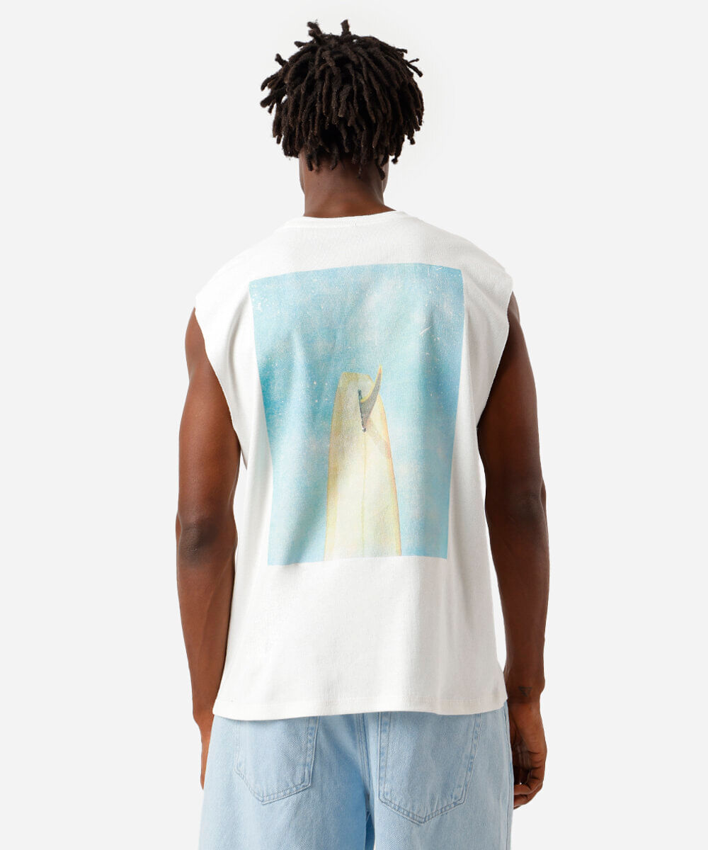 regata machão de algodão com estampa de prancha off white