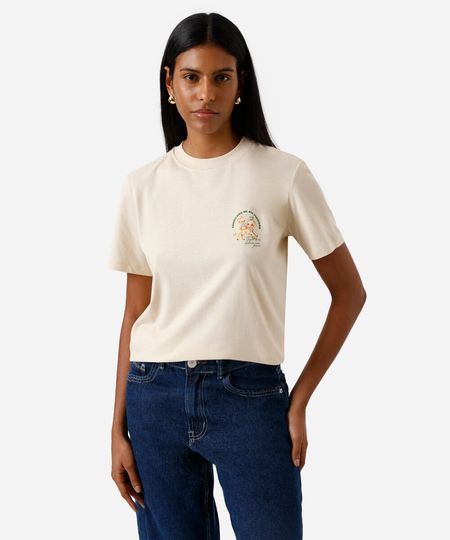camiseta feminina de algodão signo peixes márcia sensitiva bege PP camiseta feminina de algodão signo peixes márcia sensitiva bege PP