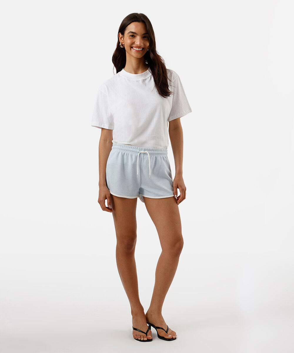 short básico feminino com elástico azul