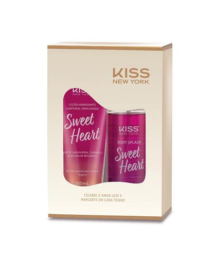 kit feminino kiss new york sweet heart loção corporal 180ml e body splash 200ml UNICO kit feminino kiss new york sweet heart loção corporal 180ml e body splash 200ml UNICO