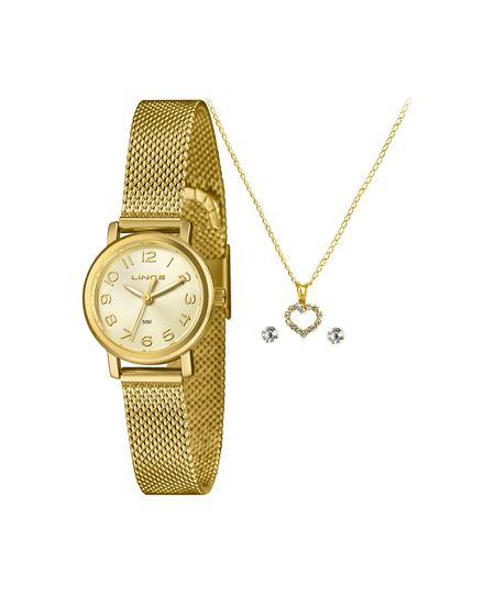 kit relógio feminino lince analógico lrgh272l25 kadpc2kx dourado UNICO
