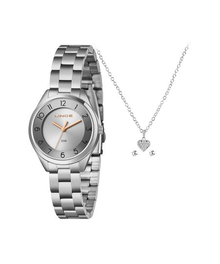 kit relógio feminino lince analógico lrmh273l32 kad3s2sx prateado UNICO kit relógio feminino lince analógico lrmh273l32 kad3s2sx prateado UNICO