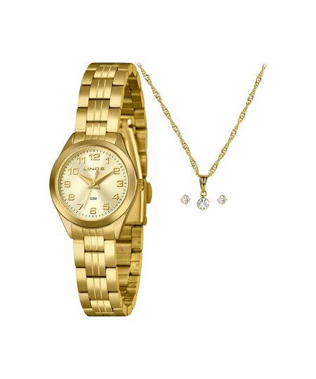 kit relógio feminino lince analógico lrgh267l25 kaccc2kx dourado UNICO kit relógio feminino lince analógico lrgh267l25 kaccc2kx dourado UNICO