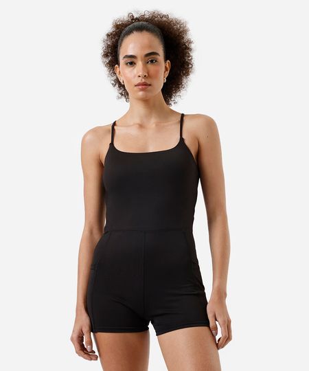 macaquinho feminino esportivo ace com bolsos preto P macaquinho feminino esportivo ace com bolsos preto P