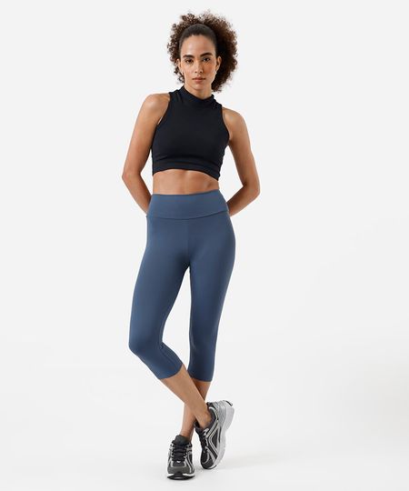 calça legging feminina básica cós largo esportiva ace azul P