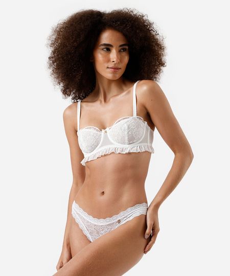 calcinha biquíni feminina de renda floral off white GG calcinha biquíni feminina de renda floral off white GG