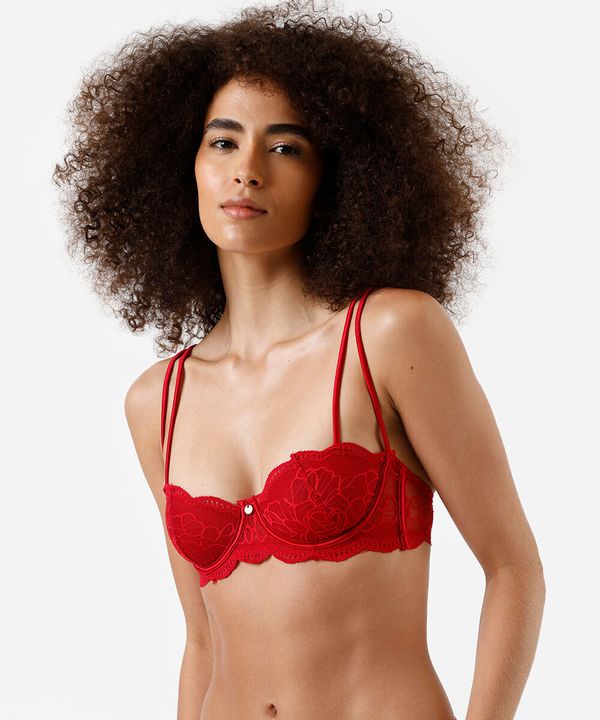 sutiã meia taça de renda sem bojo vermelho 48