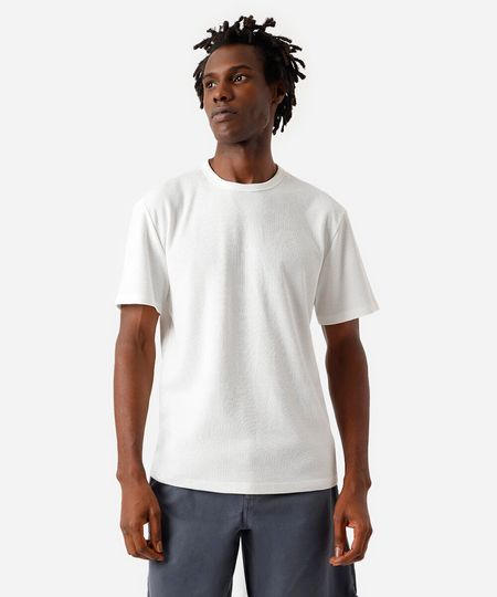 camiseta comfort masculina com mangas curtas off white M