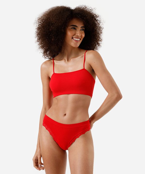 kit com top faixa e calcinha fio feminino vermelho M