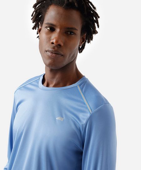 camiseta masculina manga longa running ace azul G camiseta masculina manga longa running ace azul G