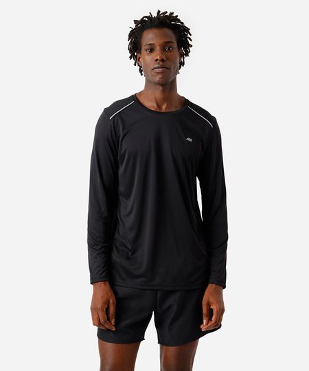 camiseta masculina manga longa running ace preta M camiseta masculina manga longa running ace preta M