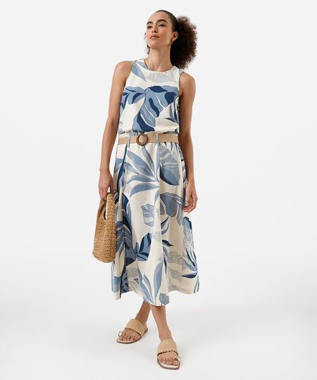 saia midi feminina com linho e cinto folhagens colorida 44 saia midi feminina com linho e cinto folhagens colorida 44