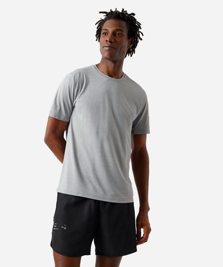 camiseta masculina de poliamida esportiva ace texturizada cinza P