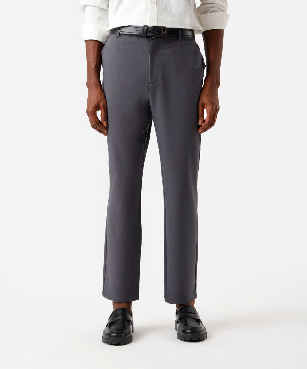 calça masculina slim alfaiataria cinza