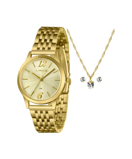 kit relógio feminino lince analógico lrgm035l36 kbqyc2kx dourado UNICO kit relógio feminino lince analógico lrgm035l36 kbqyc2kx dourado UNICO