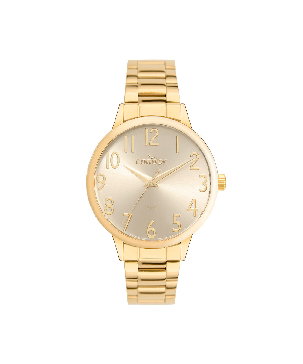 kit relógio feminino condor analógico co2035ndak4x dourado