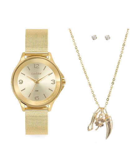 kit relógio feminino condor analógico co2035nekk4x dourado UNICO