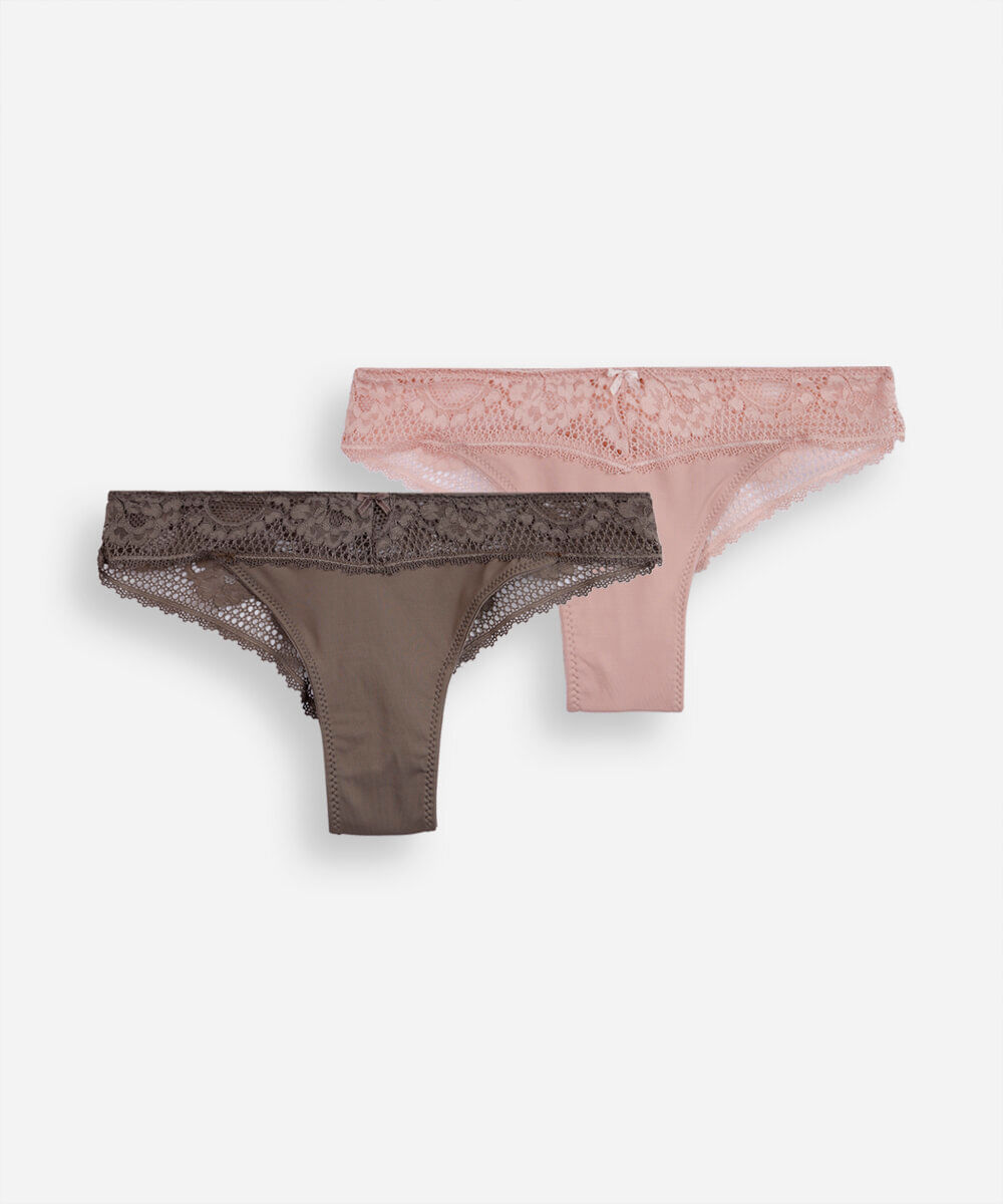 kit de 2 calcinhas biquíni com renda colorido