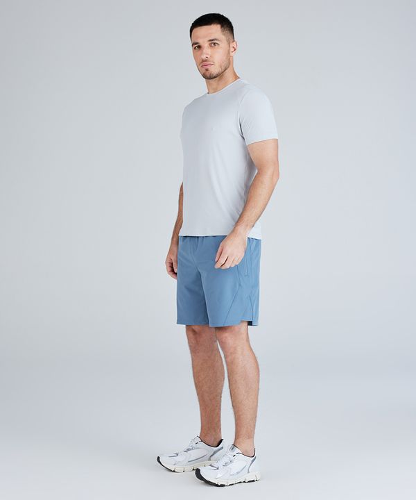 bermuda esportiva reta masculina bolso com zíper cinza M