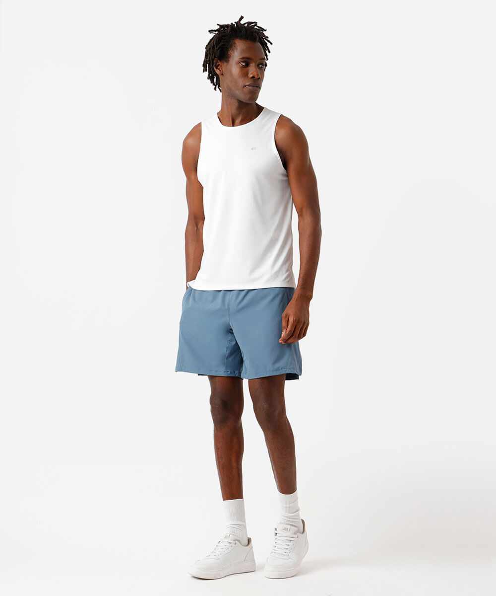 bermuda reta masculina bolso com zíper azul