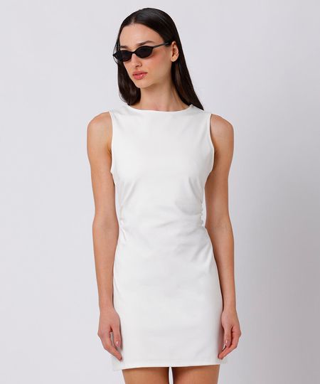 vestido curto feminino com pregas mindset off white M vestido curto feminino com pregas mindset off white M