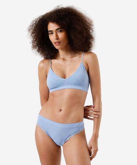 kit com top faixa e calcinha biquíni feminino azul P kit com top faixa e calcinha biquíni feminino azul P