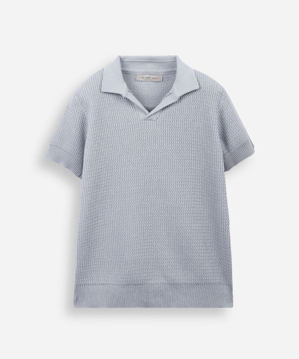 polo infantil em tricot com manga curta azul 12