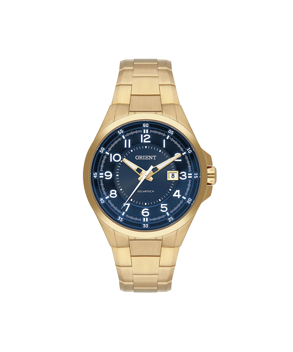 relógio masculino orient analógico calendário mgss1297 d2kx dourado