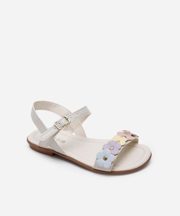 sandália infantil com flores candy off white 20