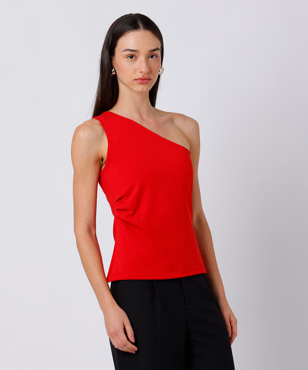 blusa ombro único feminina mindset vermelha