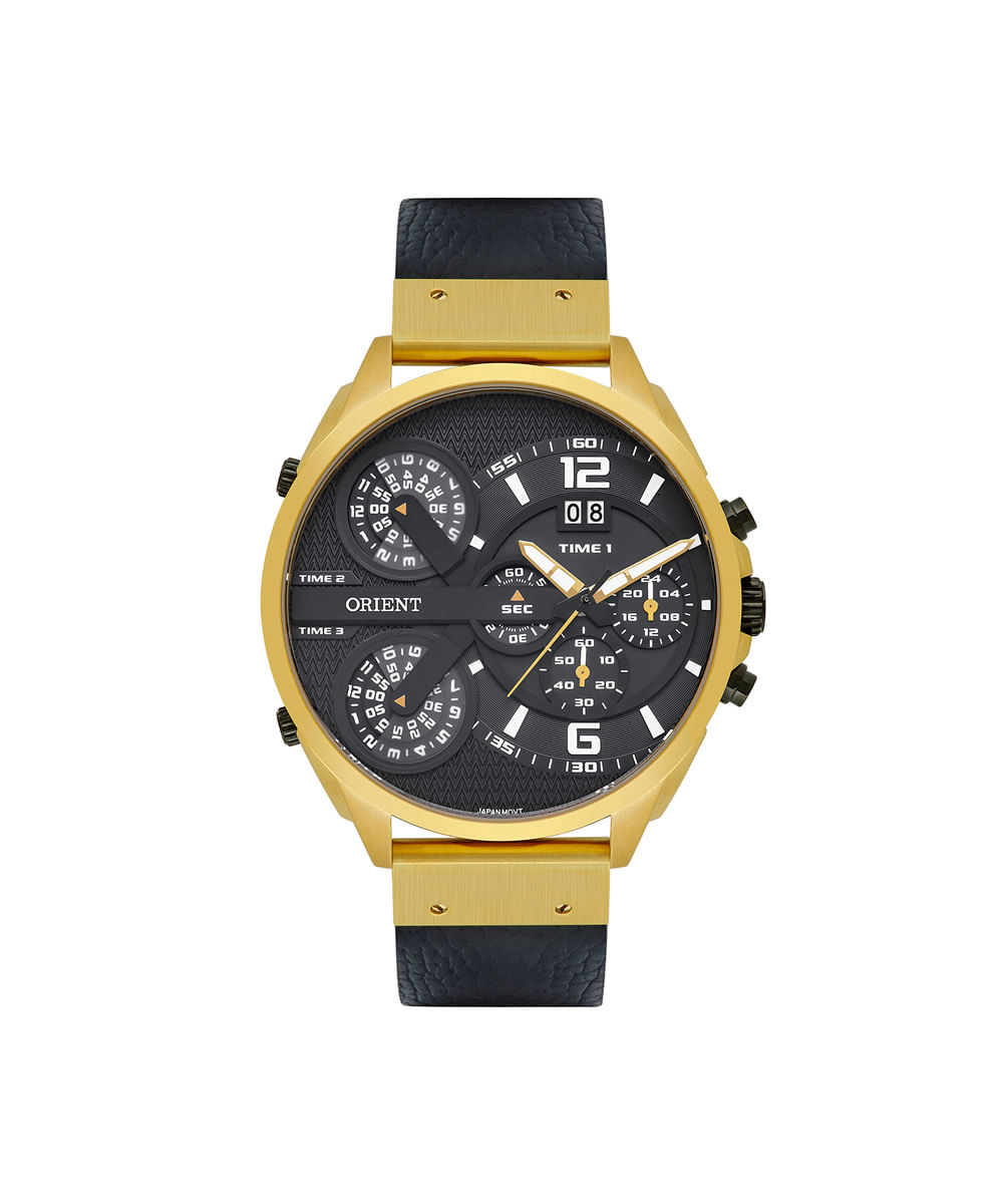 relógio masculino orient cronógrafo mgsct003 p2px dourado