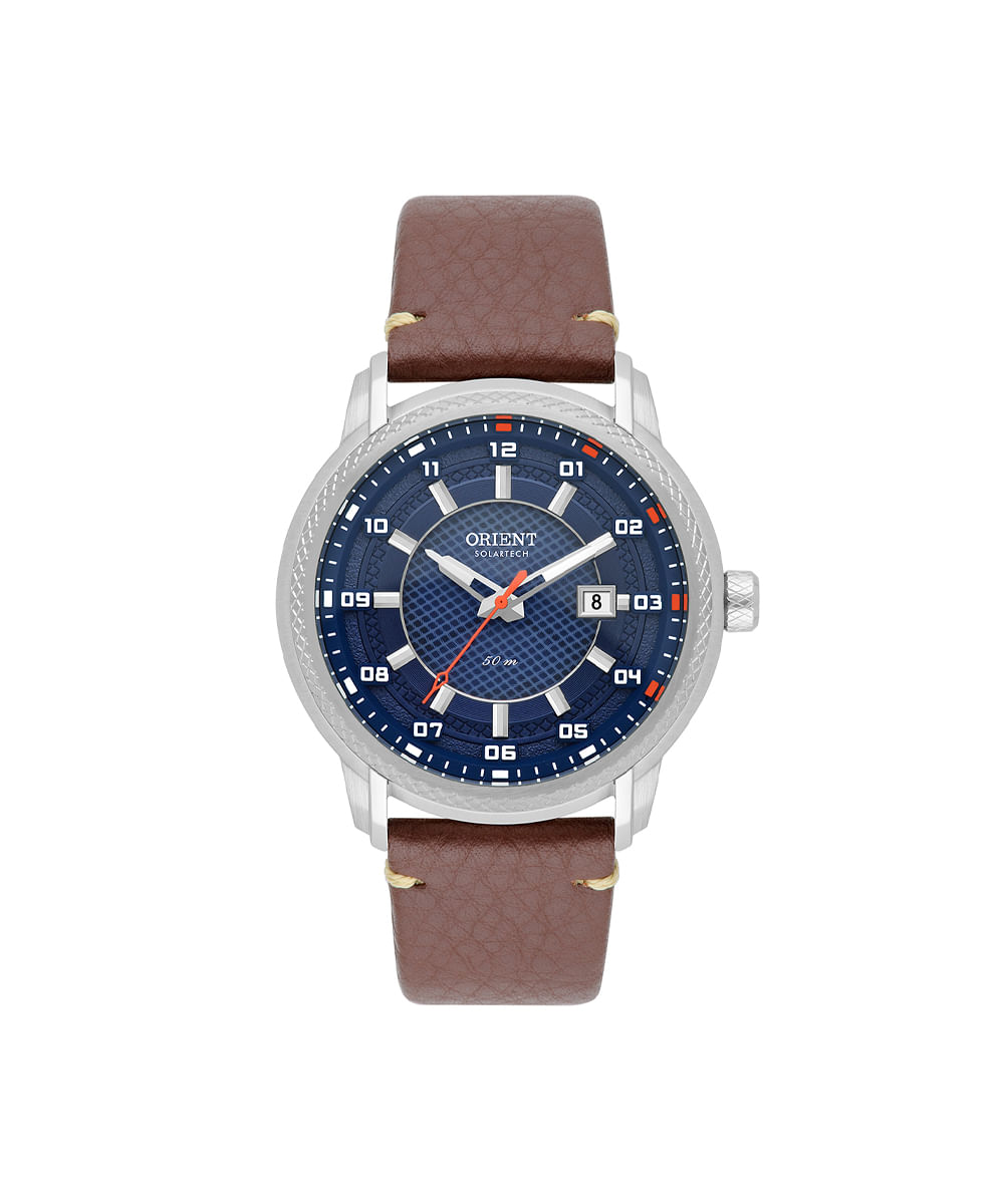 relógio masculino orient analógico calendário mbsc1043 d2nx prateado