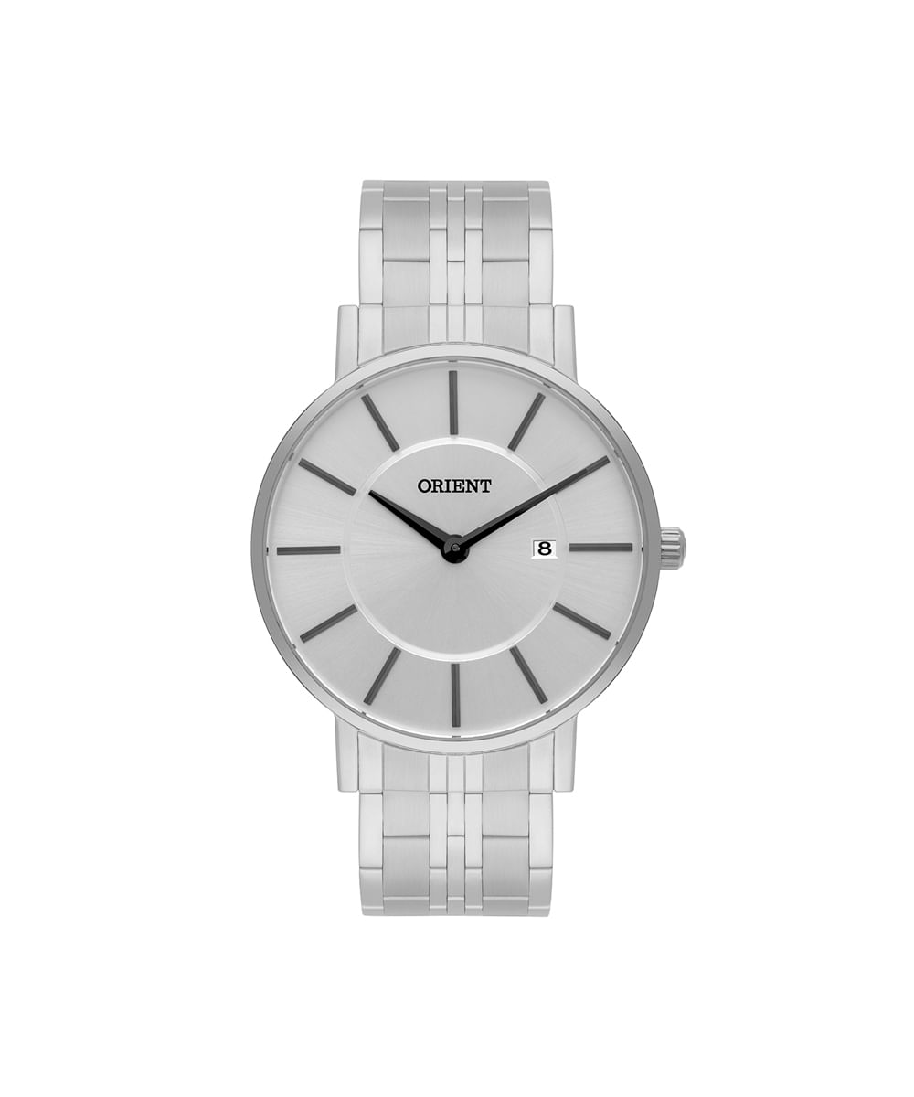 relógio masculino orient analógico calendário mbss1261 s1sx prateado