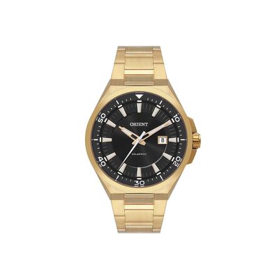 relógio masculino orient solartech analógico calendário mgss1294 g1kx dourado