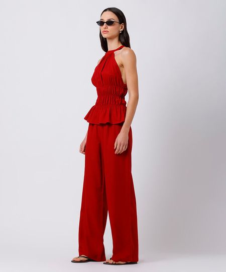 calça pijama feminina com linho mindset vermelho PP