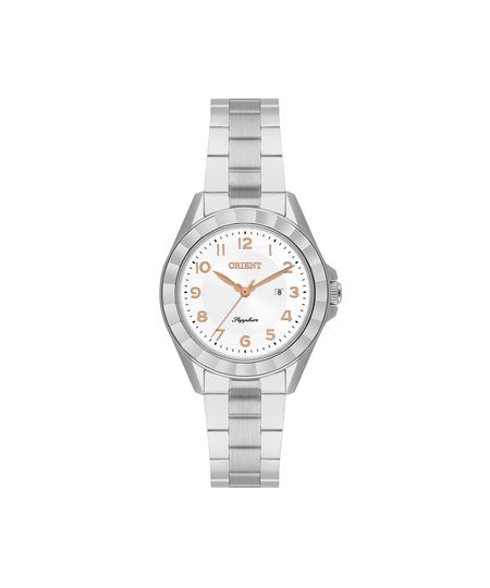 relógio feminino orient analógico calendário fbss1205 s2sx prateado UNICO