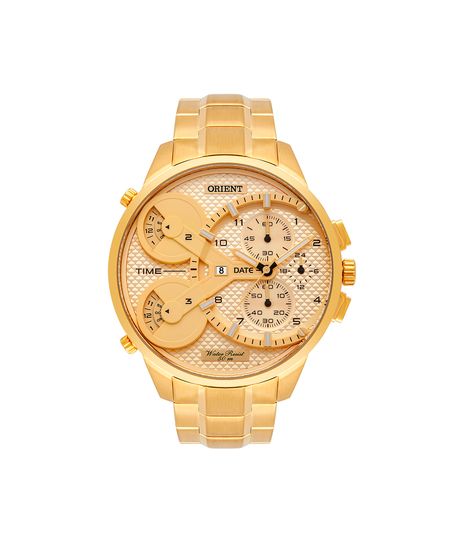 relógio masculino orient dual time mgsst003 c2kx dourado UNICO