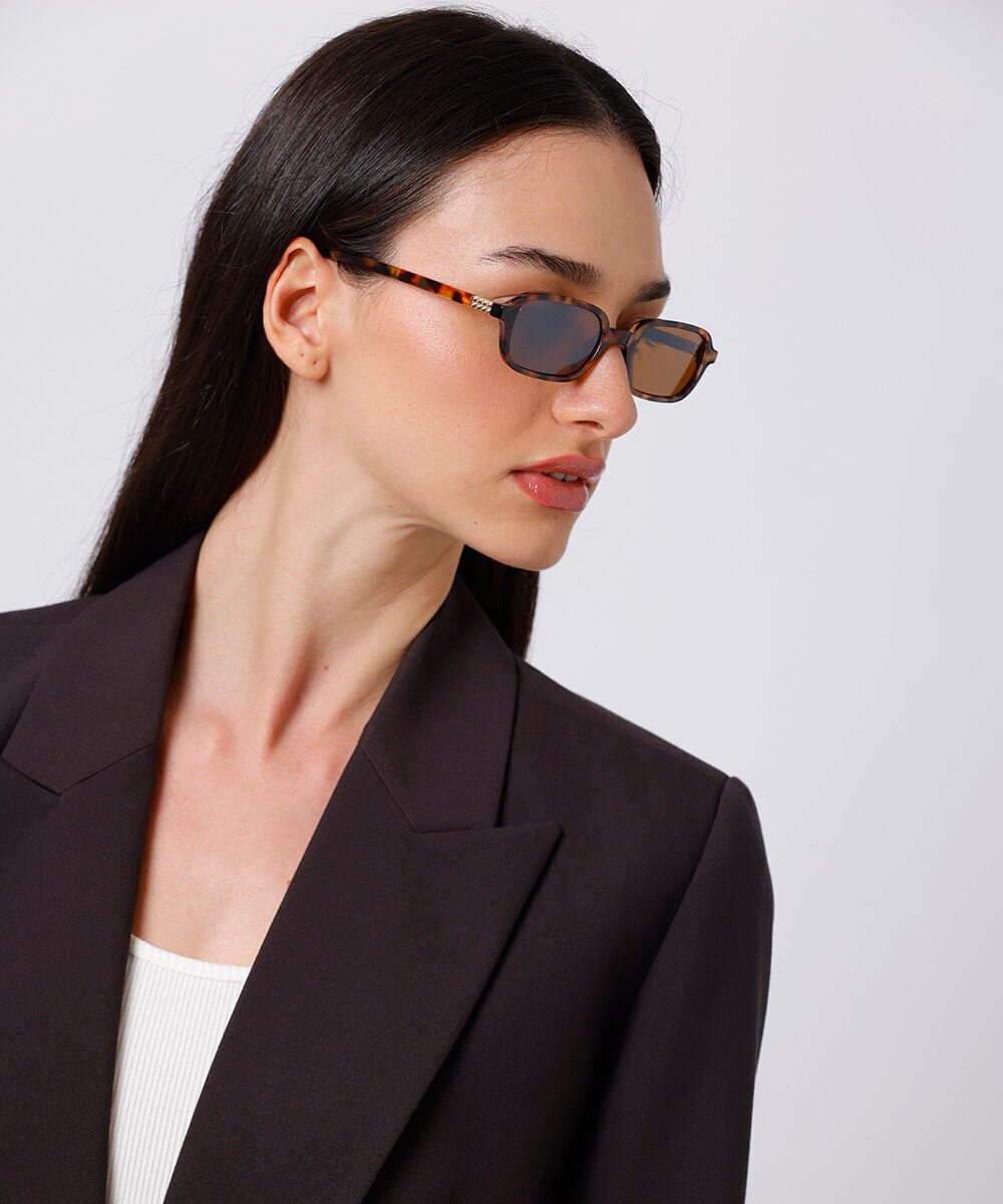 óculos de sol quadrado tartaruga mindset marrom