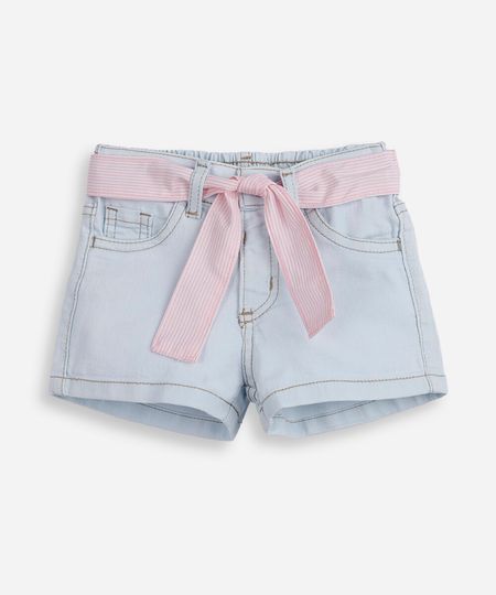 short infantil jeans com faixa listrada azul 1
