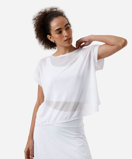 blusa feminina esportiva ace com recorte off white G