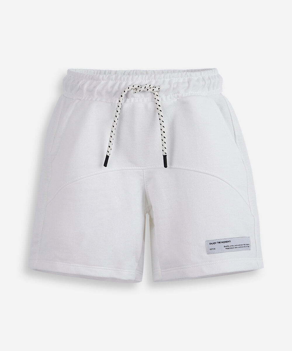bermuda infantil de moletom recortes branca