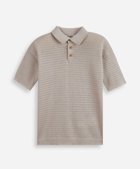 polo infantil de tricot texturizada bege 8