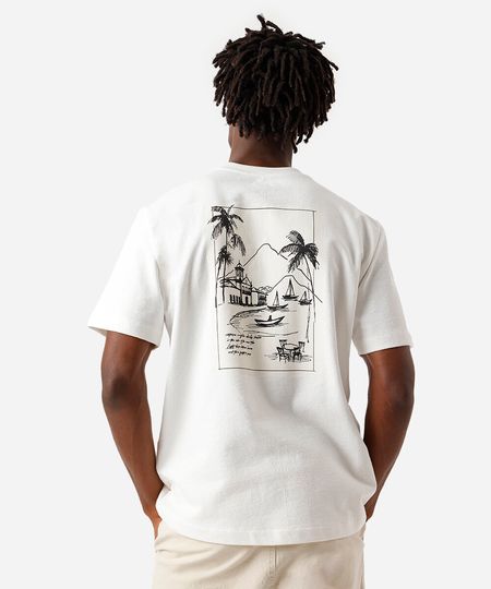camiseta masculina de algodão estampada off white P