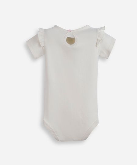 body infantil de algodão com coração off white 3-6 body infantil de algodão com coração off white 3-6