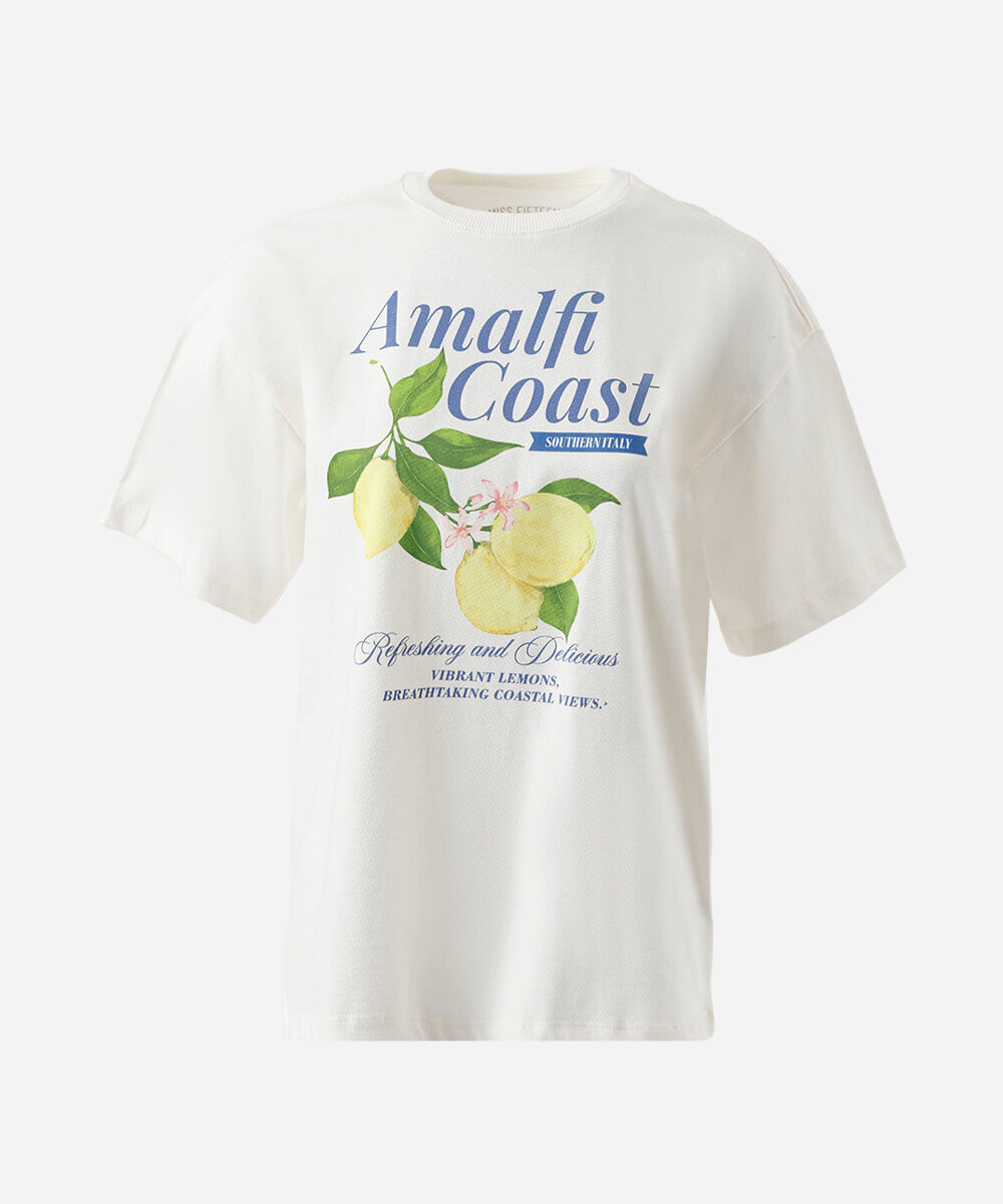 camiseta amalfi juvenil em algodão estampada off white